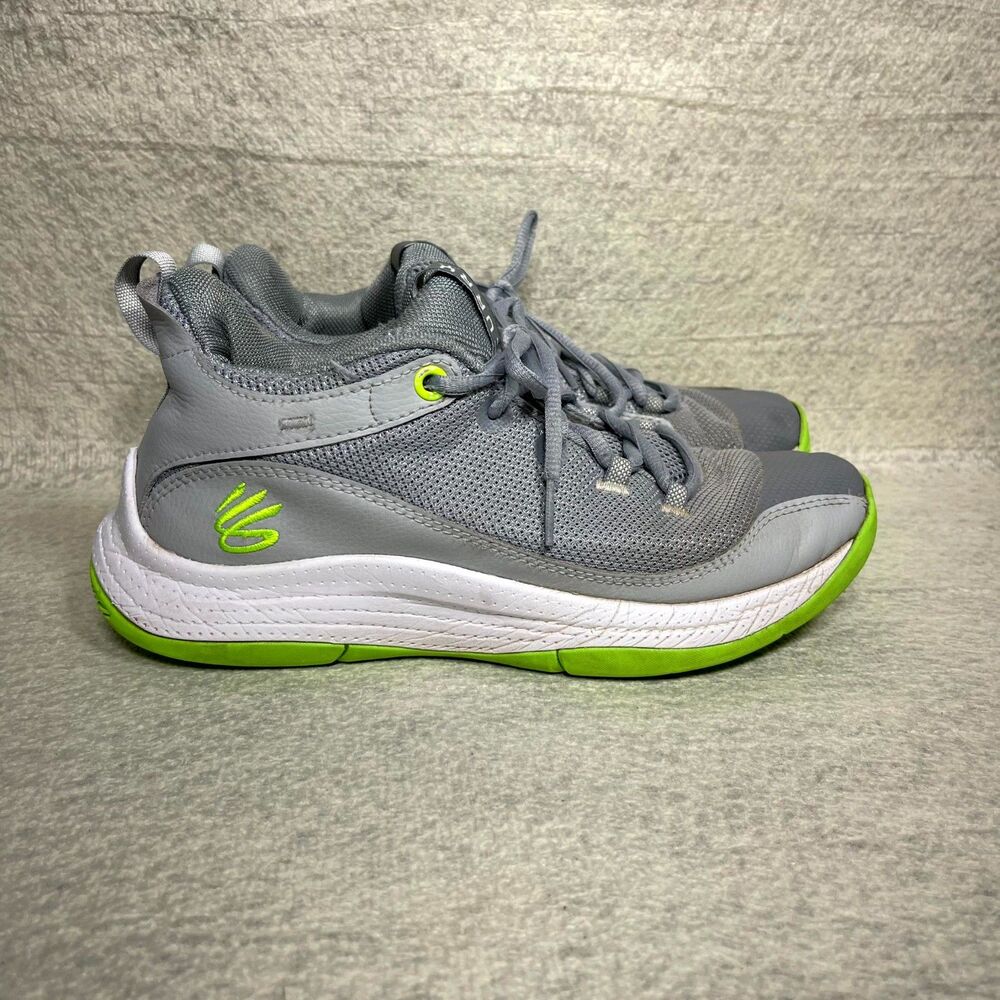 Under Armour Steph Curry Basketball Shoes Size 7Y Gray/Lime